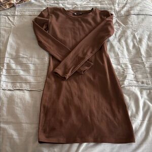 ZARA Elegant Brown Long Sleeve Dress